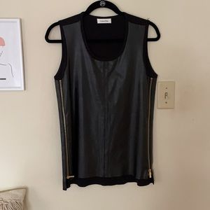 Calvin Klein Leather Sleeveless Top